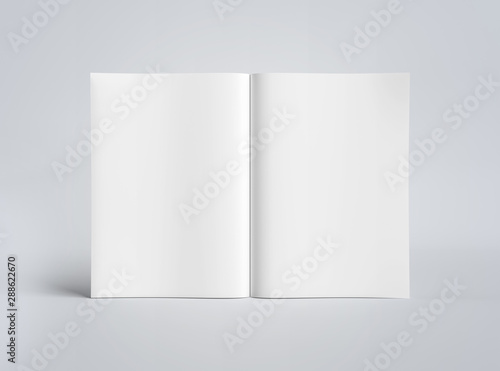 Blank A4 standing magazine Mockup isolated on grey background 3D rendering