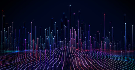 Abstract dot point connect with gradient line and aesthetic Intricate wave line design , internationalization social network or business big data connection technology concept .