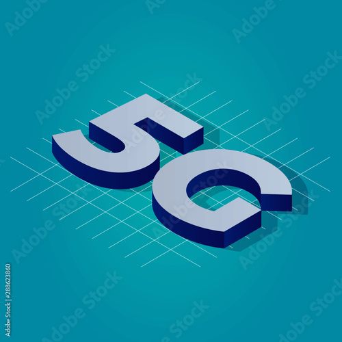 5G Internet concept isometric illustration 5th generation text 3d isometric vector design of a 5G technology 