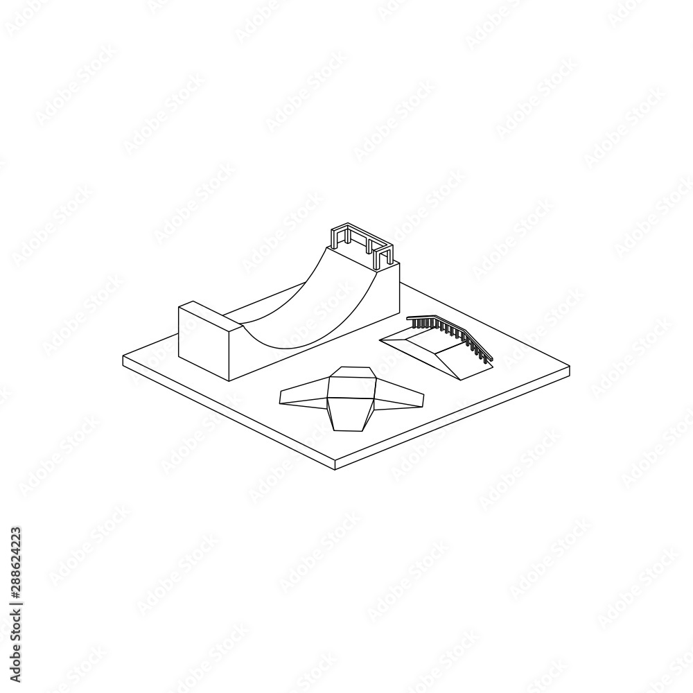 Fototapeta premium Skate Park Isometric Line