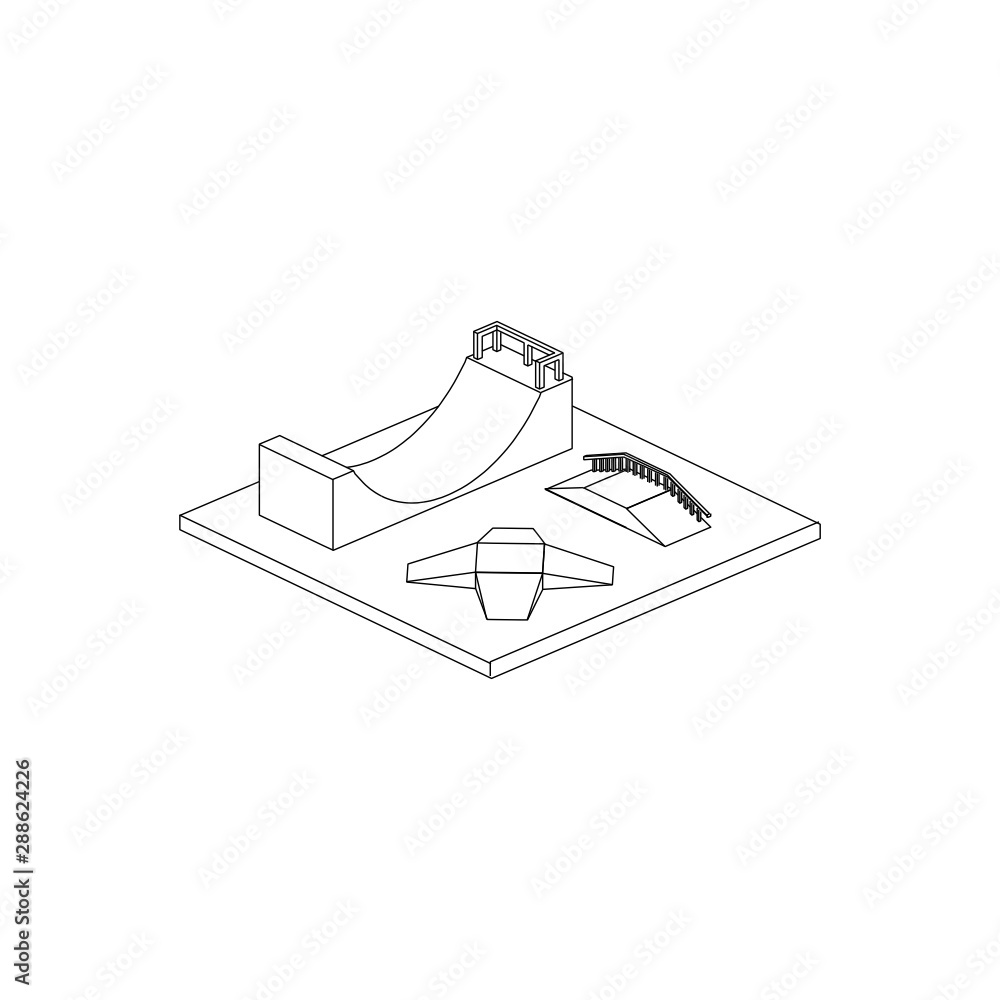 Fototapeta premium Skate Park Isometric Line