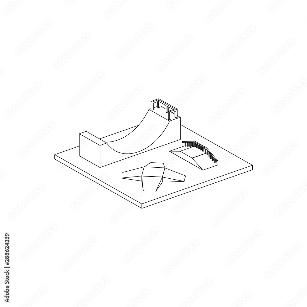Fototapeta premium Skate Park Isometric Line