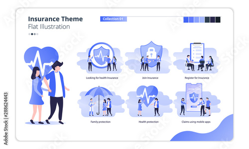 Collection of illustrations with insurance themes