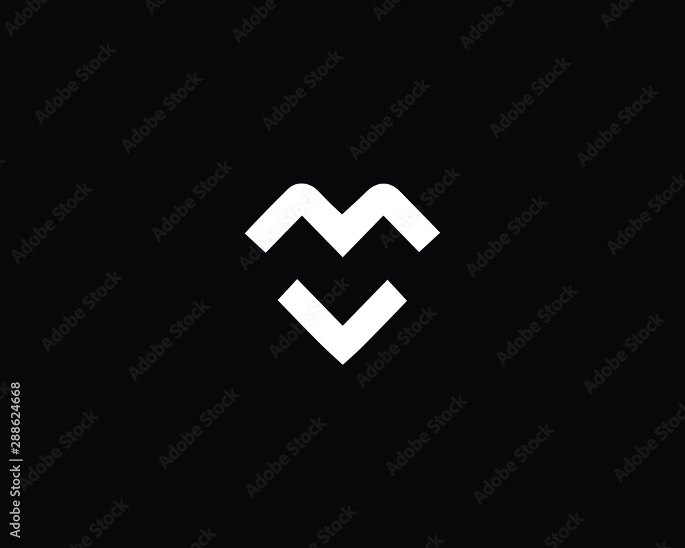 Obraz premium Creative and Minimalist Letter MV VM Logo Design Icon | Editable in Vector Format in Black and White Color
