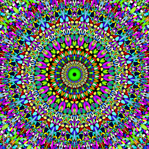 Multicolored flower mandala background - floral circular vector graphic design