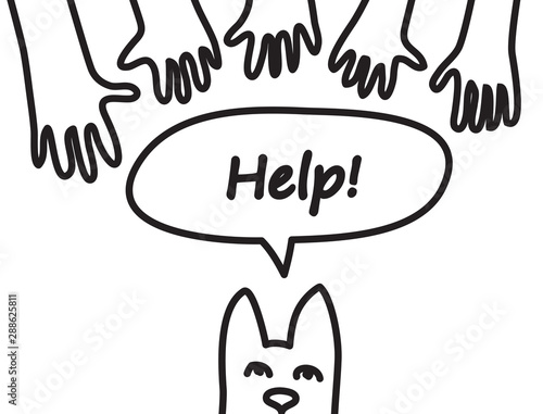 Animal pet dog hand black lines symboll rescue help support
