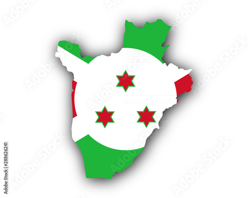 Karte und Fahne von Burundi