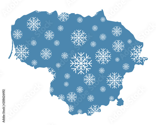 Karte von Litauen mit Schneeflocken