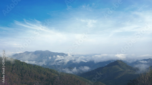 Mountain with blue sky and with clouds