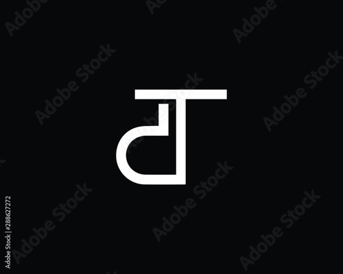 Creative and Minimalist Letter DT TD Logo Design Icon | Editable in Vector Format in Black and White Color