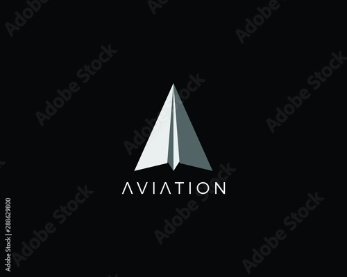 Creative and Minimalist Letter A Aviation Logo Design Icon | Editable in Vector Format in Black and White Color