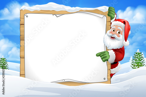 Santa Claus peeking around ...