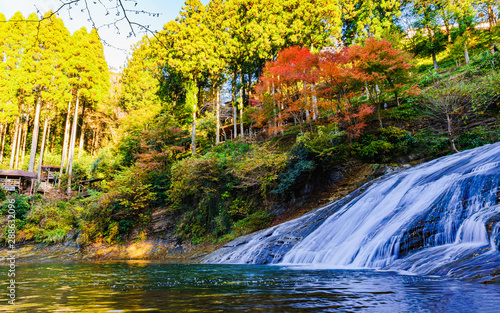 Landscape of famous sightseeing spot ( named Awamatanotaki ) in Chiba Japan in autumn