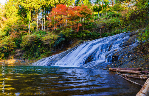 Landscape of famous sightseeing spot ( named Awamatanotaki ) in Chiba Japan in autumn photo