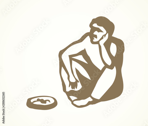 Beggar. Vector drawing