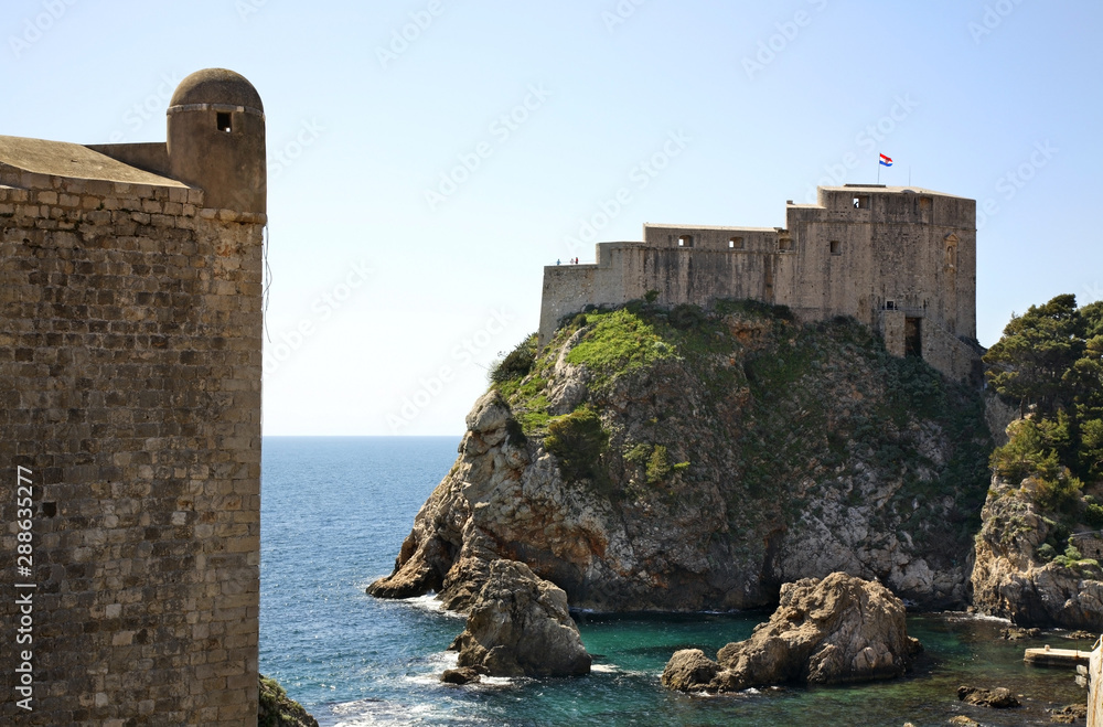 City wall and fort Lovrijenac in Dubrovnik. Croatia