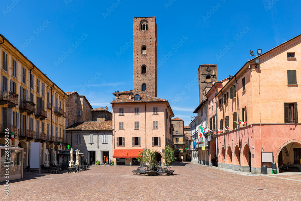 Old town center of Alba, Italy.