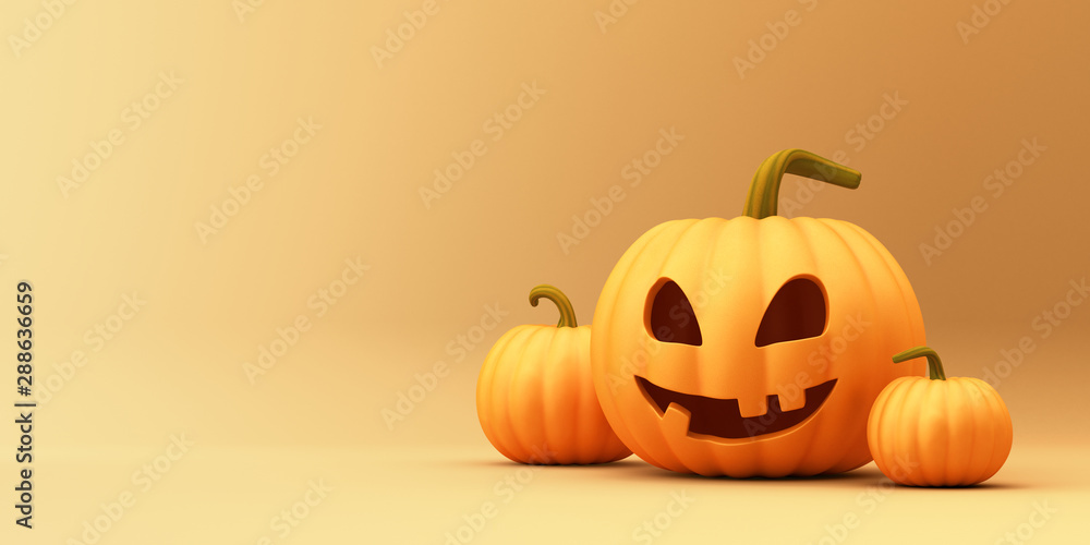 Halloween pumpkin lantern on the background. 3D render illustration Halloween pumpkin lantern on the background. 3D render illustration