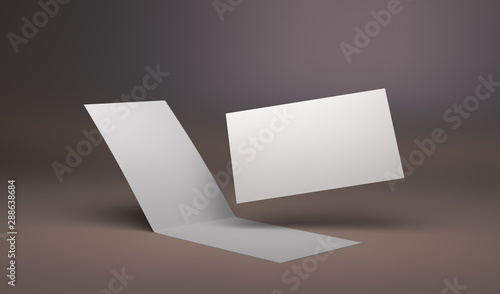 Blank Leaflet Or Flyer Template. Blank Hovering Greeting Cards. 3D rendering