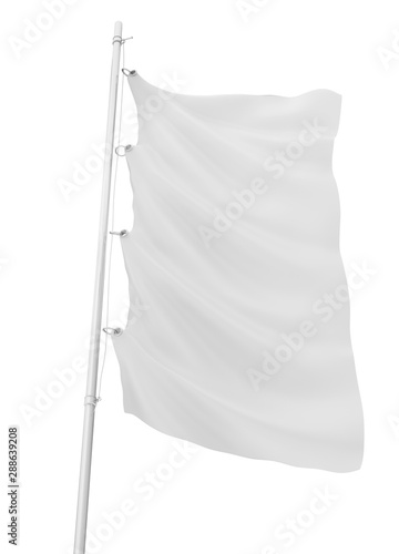 Blank Flagpole With Folds Isolated On White.