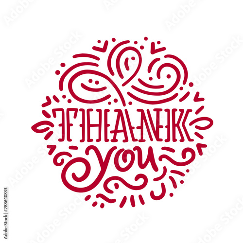 THANK YOU hand lettering - handmade calligraphy, vector 