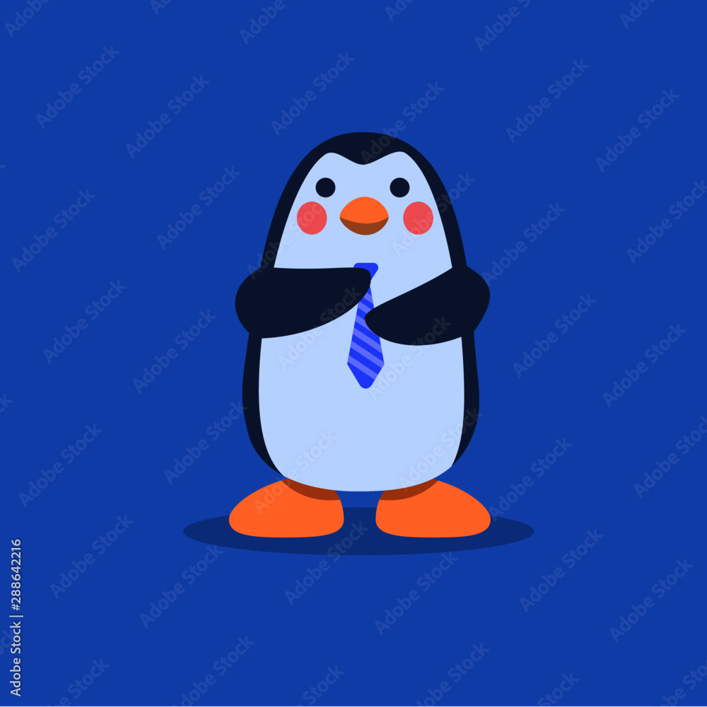 Naklejka Cute Blue Penguin doing Business