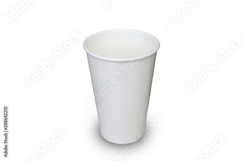 White paper cup isolated on white background.