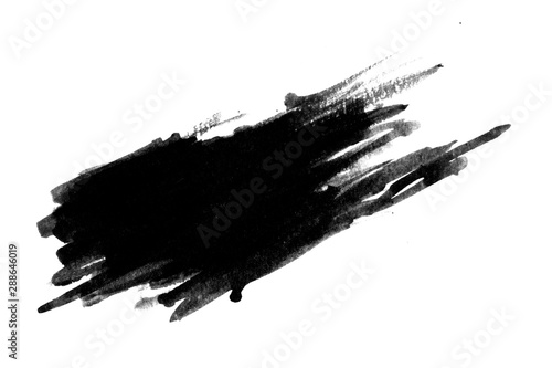 black ink watercolor brush isolated on white background