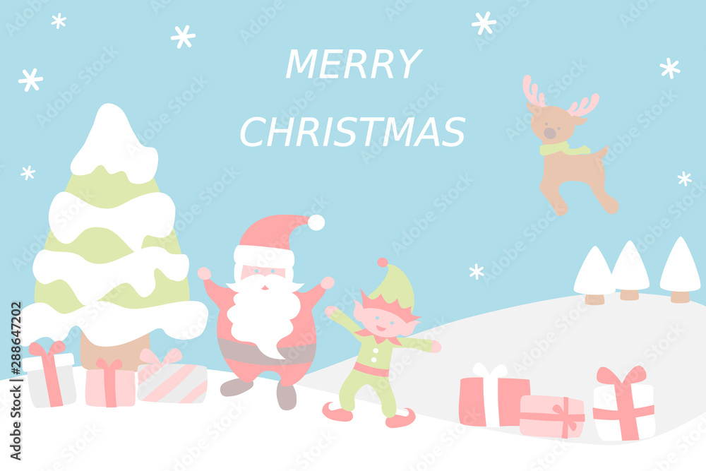 Fototapeta premium Christmas tree and Santa Claus card - Christmas set.
