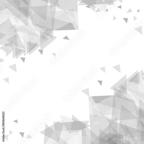 Gray Abstract background of chaotically moving triangles. Modern background for cover design, banner, flyer. Vector illustration.
