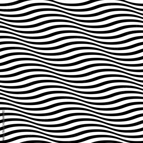 Wavy lines seamless geometric pattern. Curved stripes background