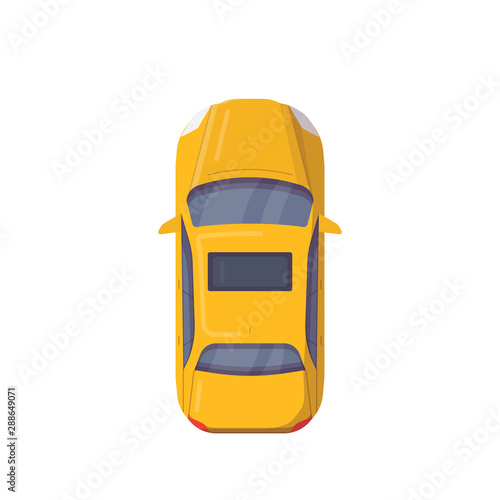 Top view of modern car. Line style vector illustration. Modern vehicle banner. New motor car from above view. Sedan auto pixel perfect banner.