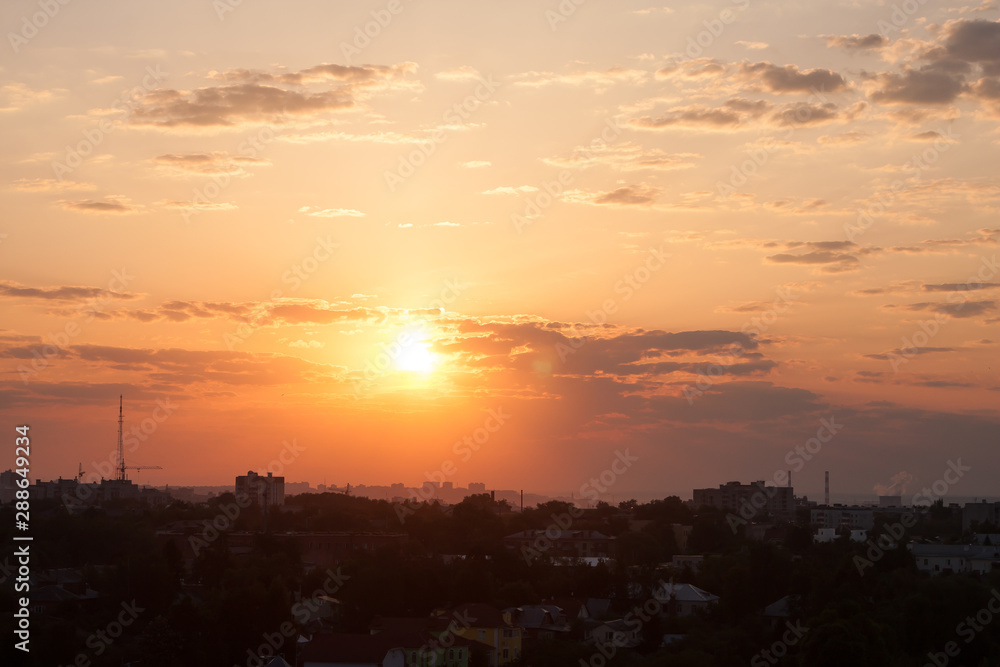 sunrise over city of Vladimir Russia