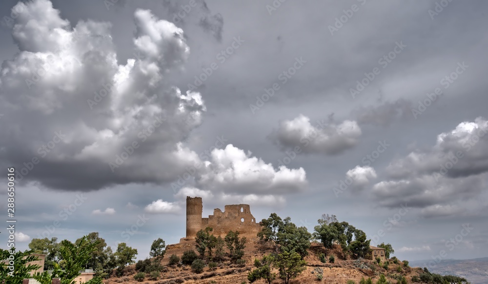Picturesque View of Mazzarino Medieval Castle, Caltanissetta, Sicily, Italy, Europe Picturesque View of Mazzarino Medieval Castle, Caltanissetta, Sicily, Italy, Europe