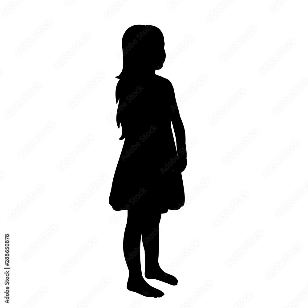 black silhouette of a child, girl, childhood