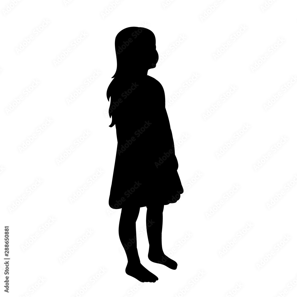 black silhouette of a child, girl, childhood black silhouette of a child, girl, childhood