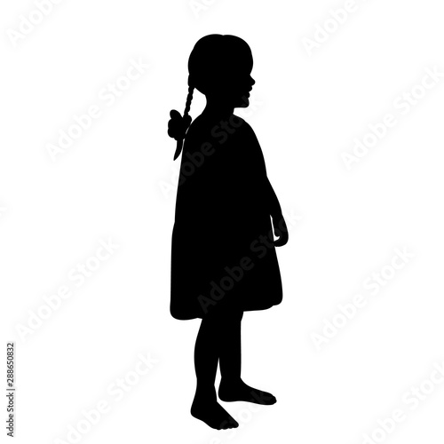 isolated, child silhouette, girl stands