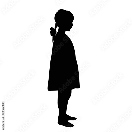 isolated, child silhouette, girl stands