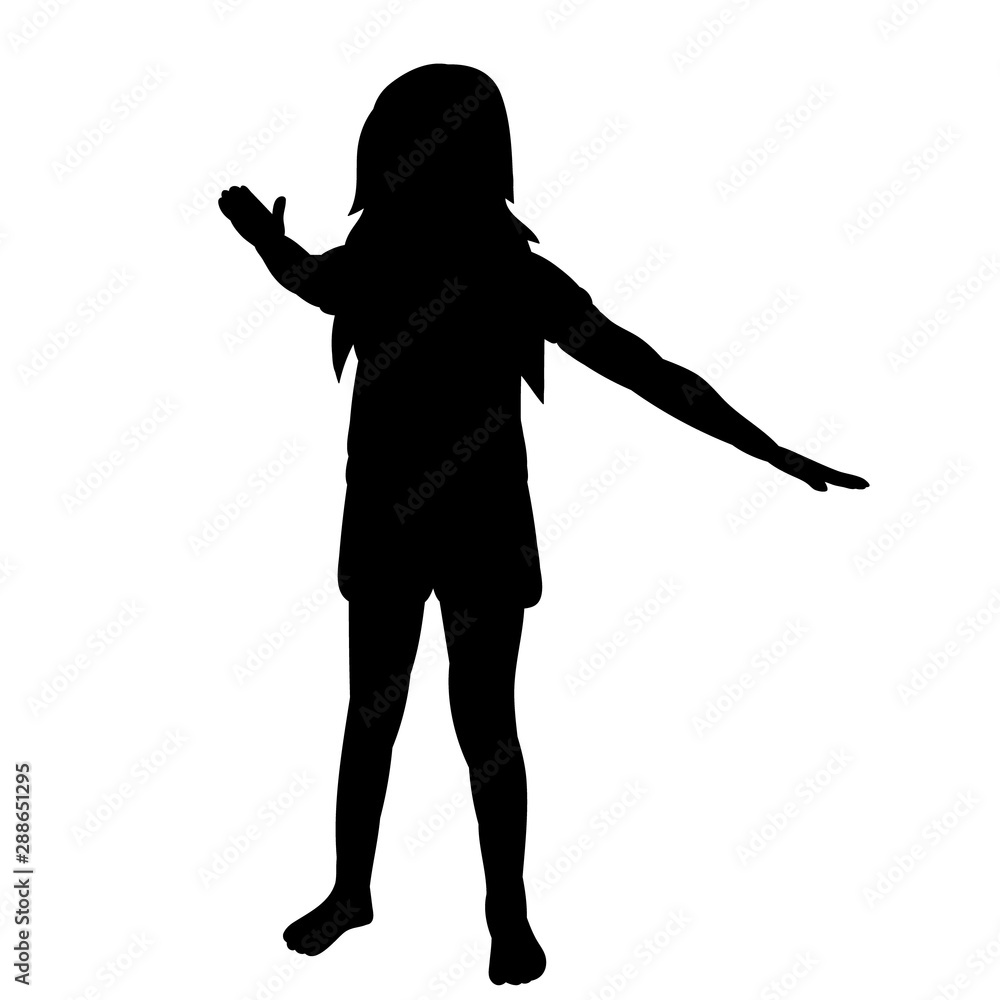 vector, isolated, child silhouette, girl rejoices vector, isolated, child silhouette, girl rejoices