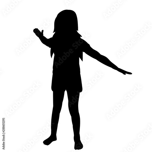 vector, isolated, child silhouette, girl rejoices