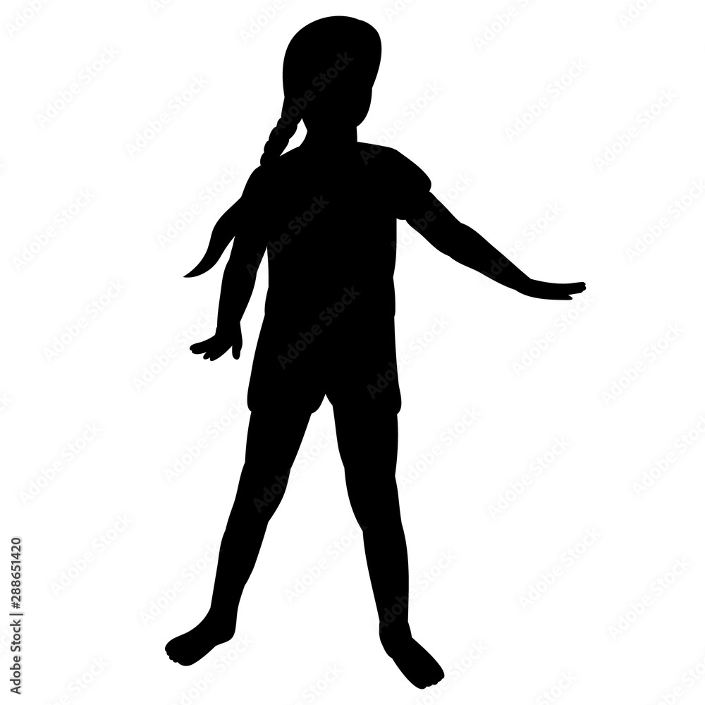 black silhouette of a child, little girl