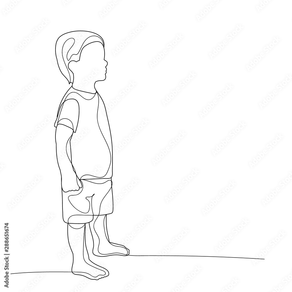 Fototapeta premium isolated, sketch with lines child, boy