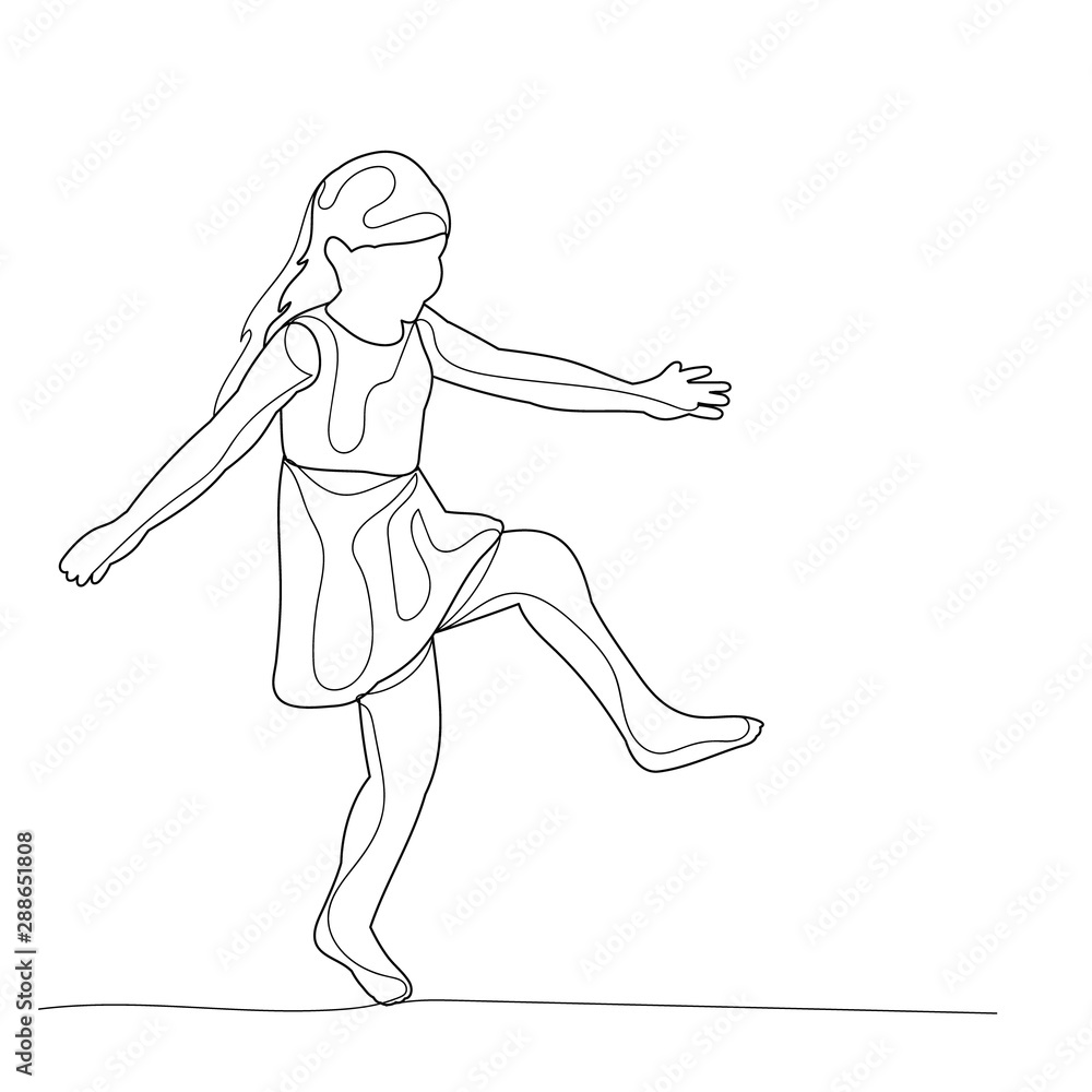 vector, isolated, sketch with lines child, girl on a white background