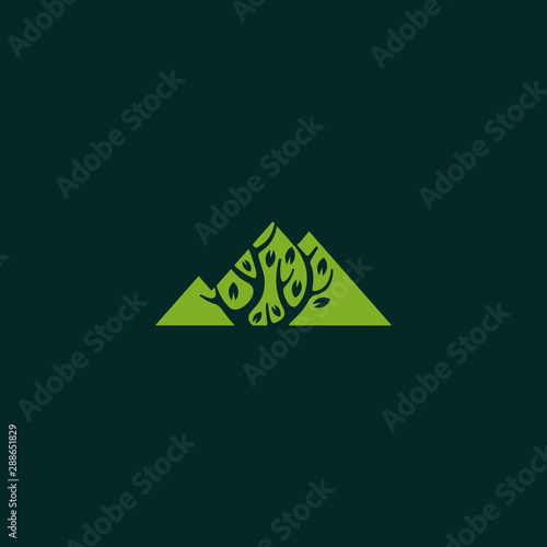 Mountain With Tree Landscaping Icon Logo Design Template Element Vector