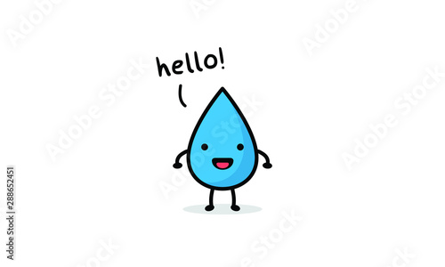 Happy Smiling Water Drop Saying Hello