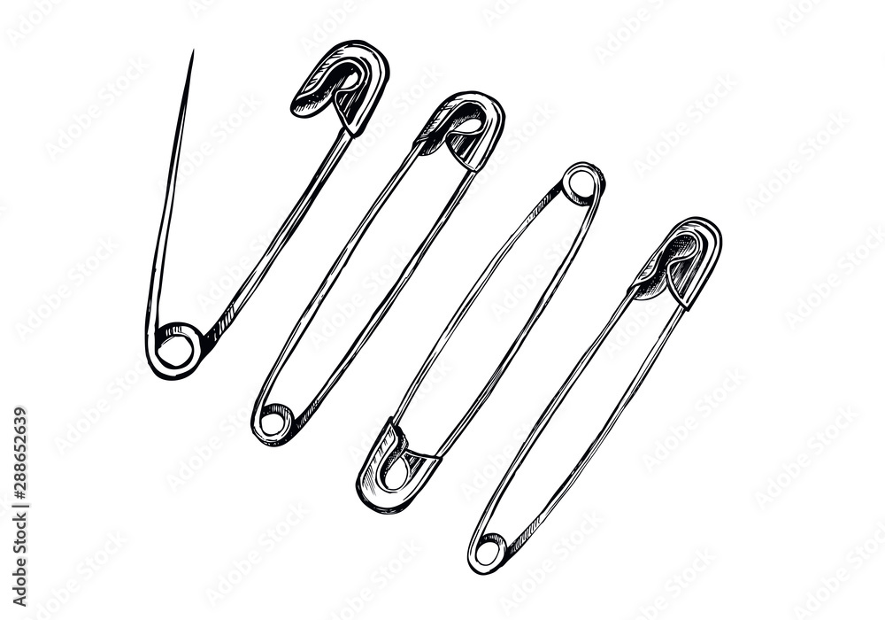 Pin vector hand drawn illustration. Pin vector hand drawn illustration.