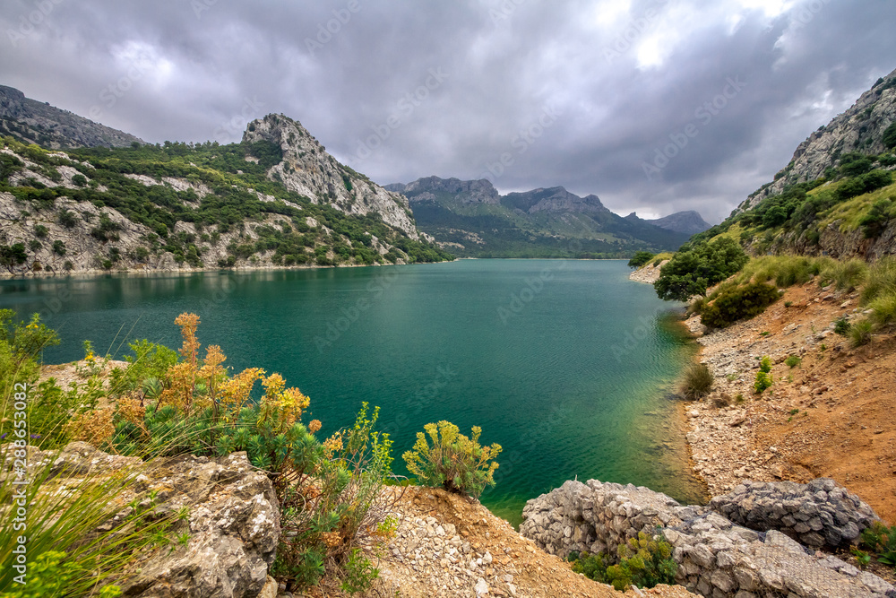 Gorg Blau lake in Serra de Tramuntana mountains on Mallorca, Spain