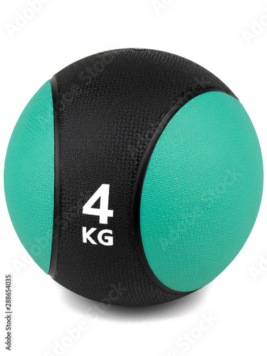 Medicine ball green 4kg isolated photo