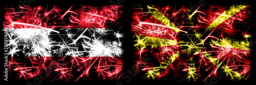 Austria  Austrian  Macedonia  Macedonian sparkling fireworks concept and idea flags