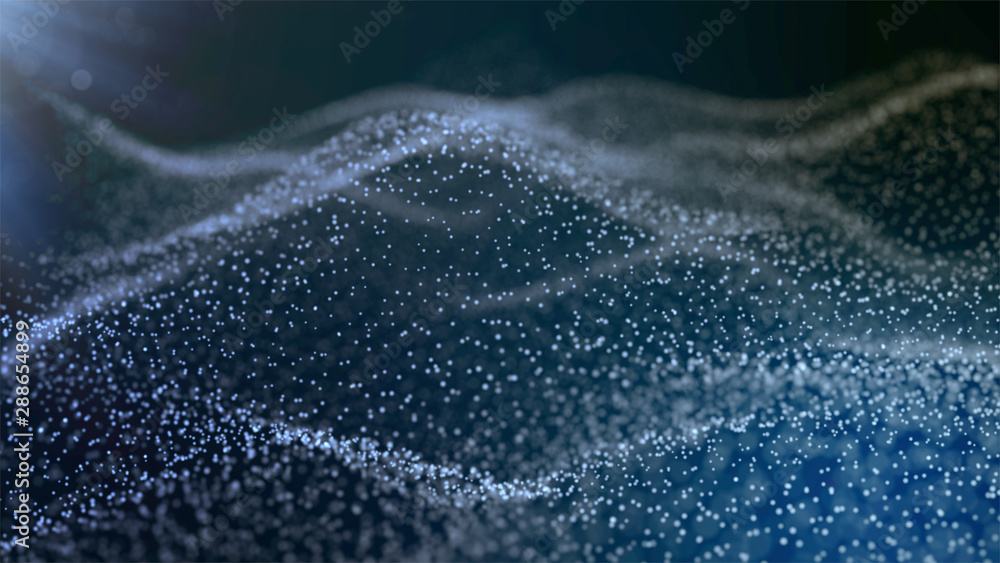 Fototapeta premium 3d abstract digital technology background. Wave of particles. Abstract background with a dynamic wave. Big data.